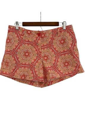 NEW YORK & COMPANY FLORAL MEDALLION RED MULTICOLORED SHORTS SIZE 10